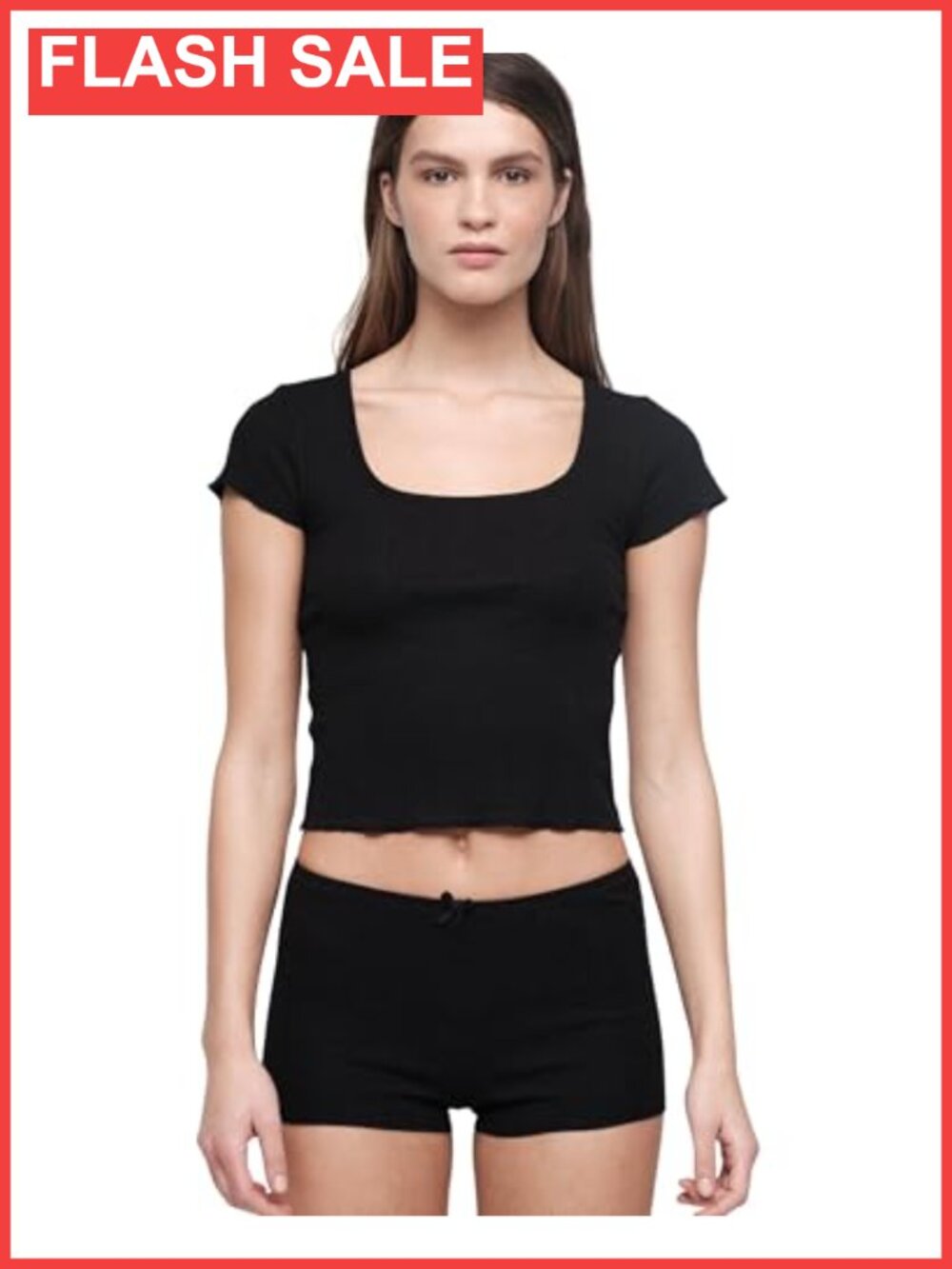 Organic Cotton Pointelle Square Neck Cropped Tee